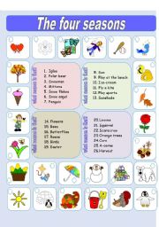 English Worksheet: Seasons vocabulary matching