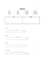 English Worksheet: duration