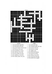 English Worksheet: days and months crossword