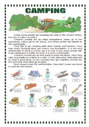 English Worksheet: CAMPING