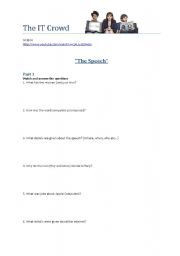 English Worksheet: The IT Crowd - The Speech