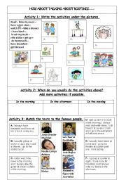 English Worksheet: Talking about routines