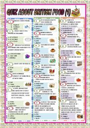 English Worksheet: QUIZ ABOUT BRITISH FOOD PART 1