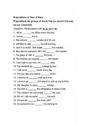 English worksheet: prepositions