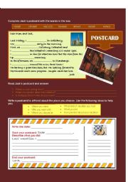 Past Tense - Postcard Activity