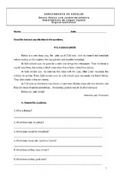 English worksheet: test -6th grade