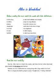 English Worksheet: Alice in Wonderland