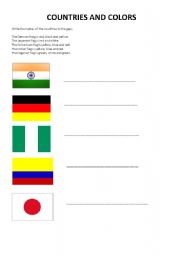 English worksheet: Countries and Colors