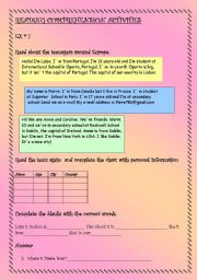 English Worksheet: Reading comprehension activities 