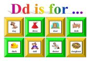 Dd is for ...(with exercise and flash cards for memory game)