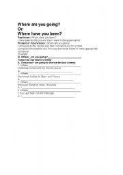 English worksheet: WHERE ARE YOU GOING?