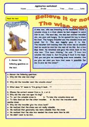 English Worksheet: Believe it or not -the wise man