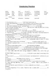 English Worksheet: Vocabulary Practice