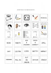 English worksheet: Cut-out matching instructions