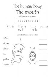 The Human Body - The Mouth worksheet 1