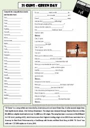 English Worksheet: - Song 21 Guns_Green Day - 