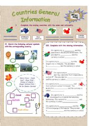 English Worksheet: Countries General Information