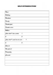 English Worksheet: Self Introduction and Interview Template