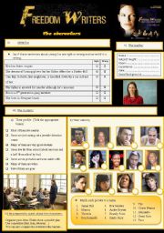 English Worksheet: Freedom writers 3/7 the characters