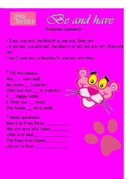 English Worksheet: The pink panther:Be and have