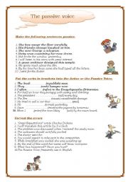 English Worksheet: the passive voice .Make the following sentences passive.