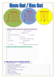 English Worksheet: HAVE GOT / HAS GOT