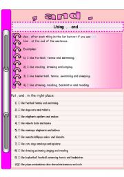 English Worksheet: , (comma) and . (fullstop / period)