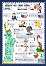 English Worksheet: WHAT DO YOU KNOW ABOUT THE USA?