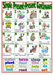 English Worksheet: Simple Present-Present Continuous