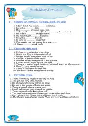 English Worksheet: much many few little