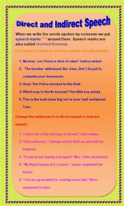 English Worksheet: Direct and Indirect Speech