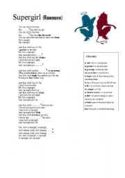 English worksheet: SONG for listening practice - SUPERGIRGL (Reamonn)