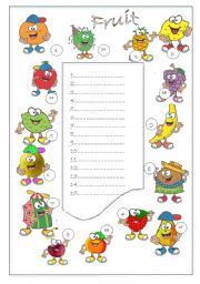 English Worksheet: Fruit  /easy ws/