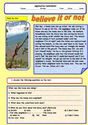 English Worksheet: believe it or not