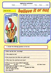 English Worksheet: belive it or not 