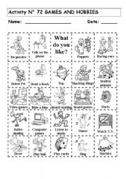 English Worksheet: GAMES AND HOBBIES