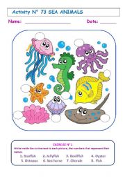 English Worksheet: SEA ANIMALS 