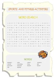 English Worksheet: Sports and Fitness Activities 