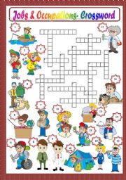 English Worksheet: JOBS & OCCUPATIONS - CROSSWORD