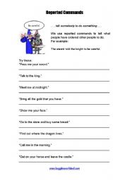 English Worksheet: reported commands