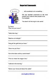 English worksheet: reported commands