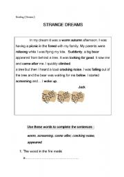 English worksheet: Reading ( Dream )