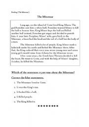 English Worksheet: Reading ( The Minotaur )