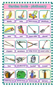 Garden Tools Pictionary Esl Worksheet By Piszke