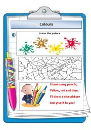 English Worksheet: Colours. Johnny and Fluffys adventures. Part 2/2