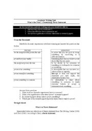 thesis statement worksheet worksheets writing eslprintables