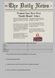 English Worksheet: Blonde sues boss