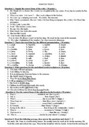 English Worksheet: Test 1