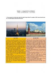 English Worksheet: The Largest Cities