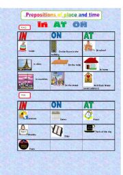 English Worksheet: Prepositions of place and time.